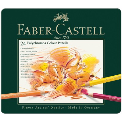 Карандаши цветные художественные Faber-Castell Polychromos 24 цвета, заточенные, в металлической коробке