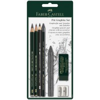 Набор карандашей ч/г Faber-Castell Pitt Graphite, 5шт.+ластик+точилка, 2B/6B
