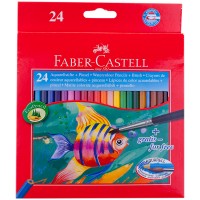 Карандаши акварельные Faber-Castell Рыбки, 24цв+кисть, картон, европодвес